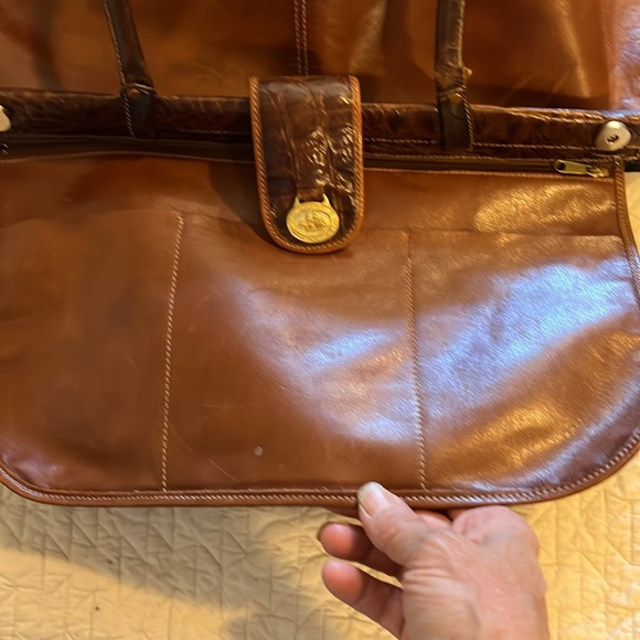Large vintage Brahmin tote leather satchel - Picture 12 of 14